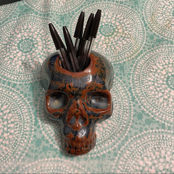 Handmade Pottery Skull Candle Holder - Picture 10 of 10